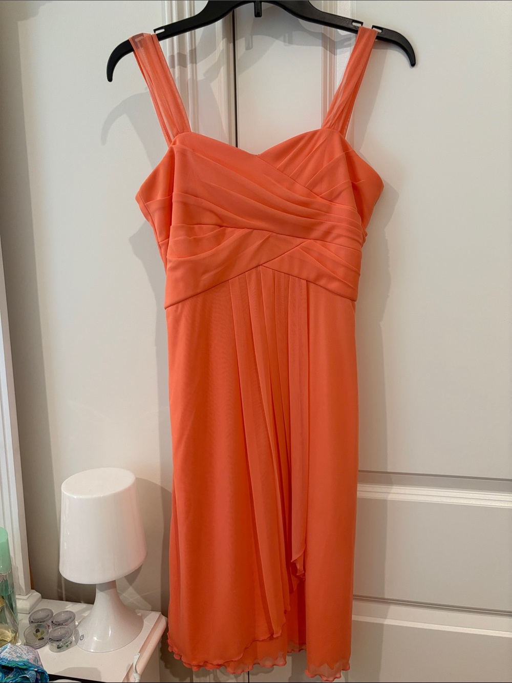 David's Bridal Coral Orange Chiffon Dress